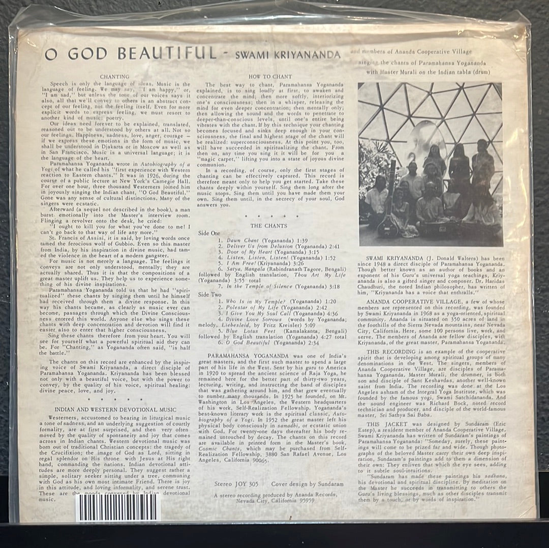 Used Vinyl: Swami Kriyananda “O God Beautiful” LP
