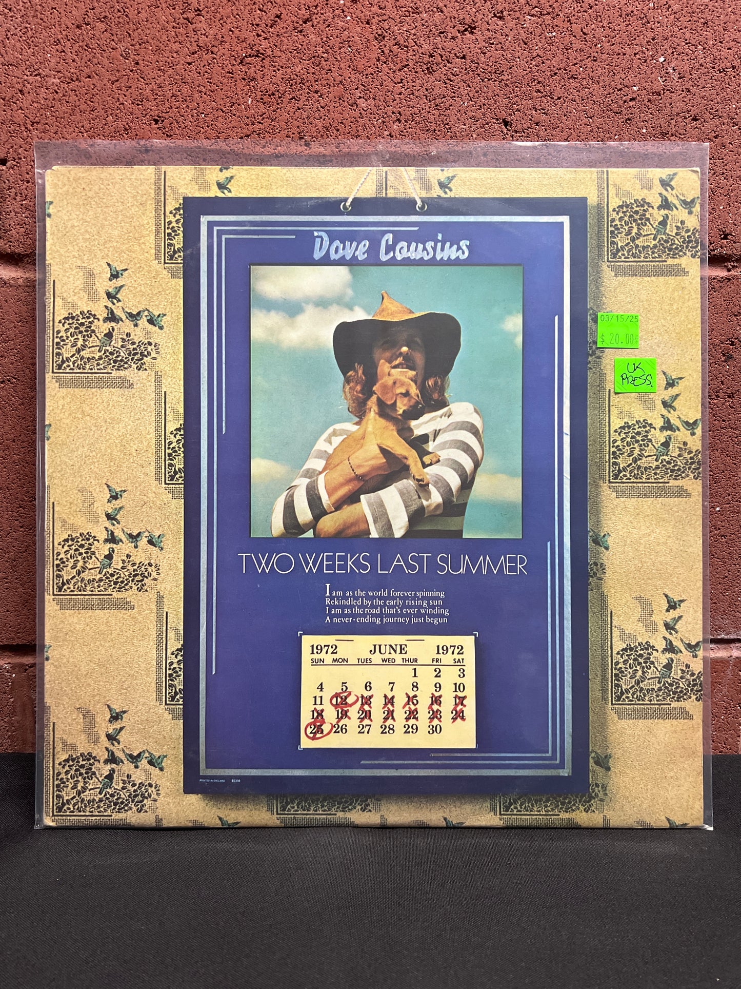 Used Vinyl: Dave Cousins "Two Weeks Last Summer" LP