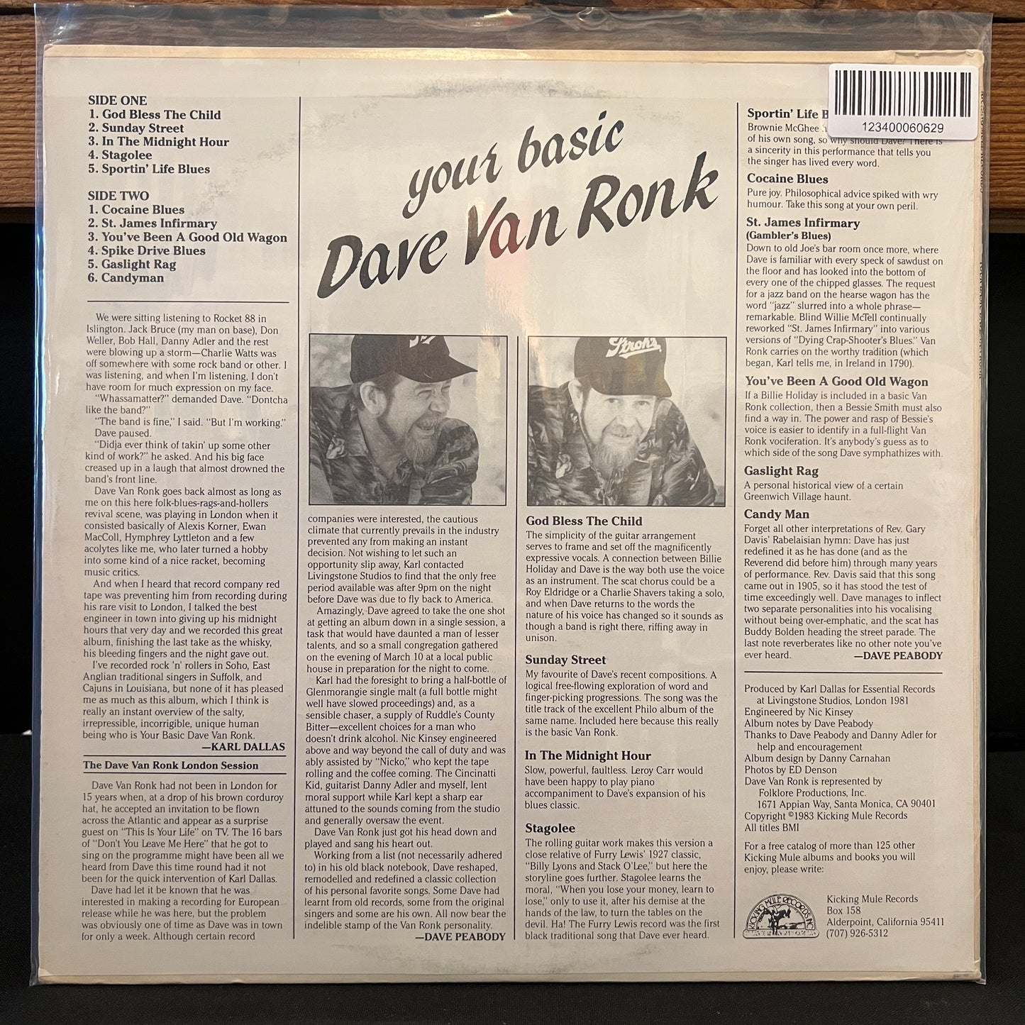 Used Vinyl: Dave Van Ronk "Your Basic Dave Van Ronk" LP (1982 Press)
