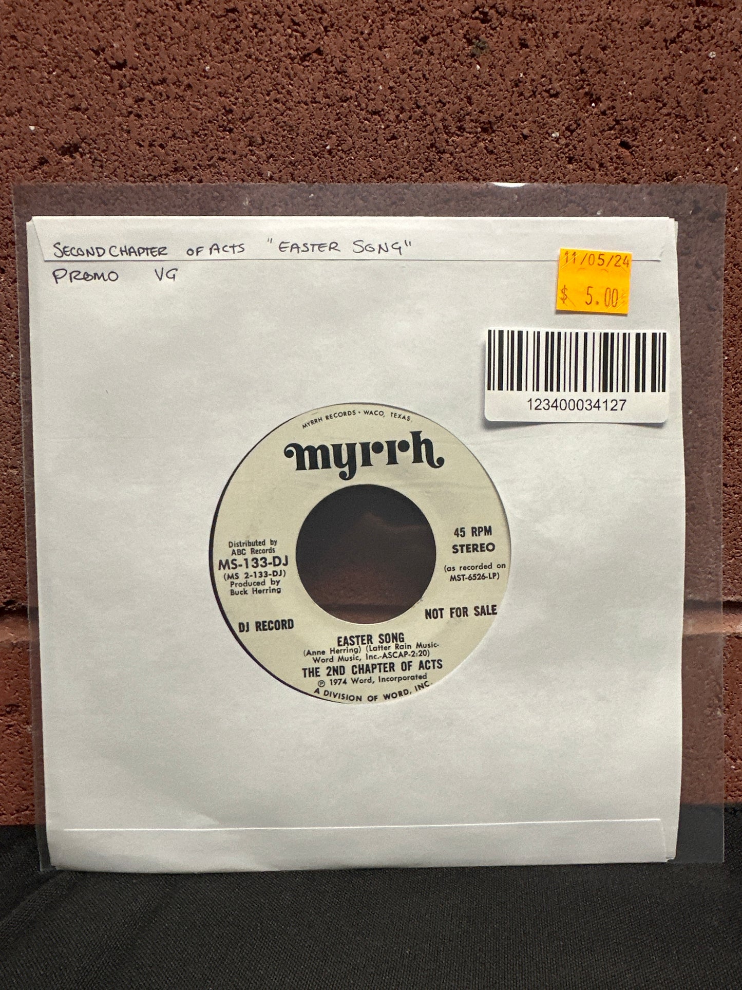 Used Vinyl: 2nd Chapter Of Acts "Easter Song" 7" (Promo)
