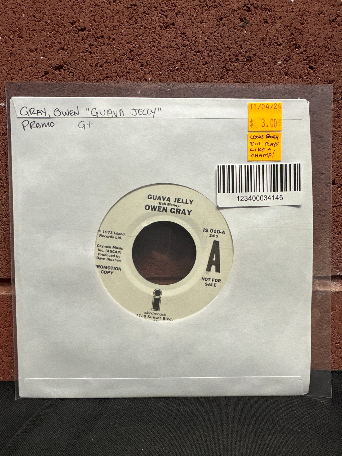 Used Vinyl: Owen Gray "Guava Jelly / Please Don't Let Me Go" 7" (Promo)