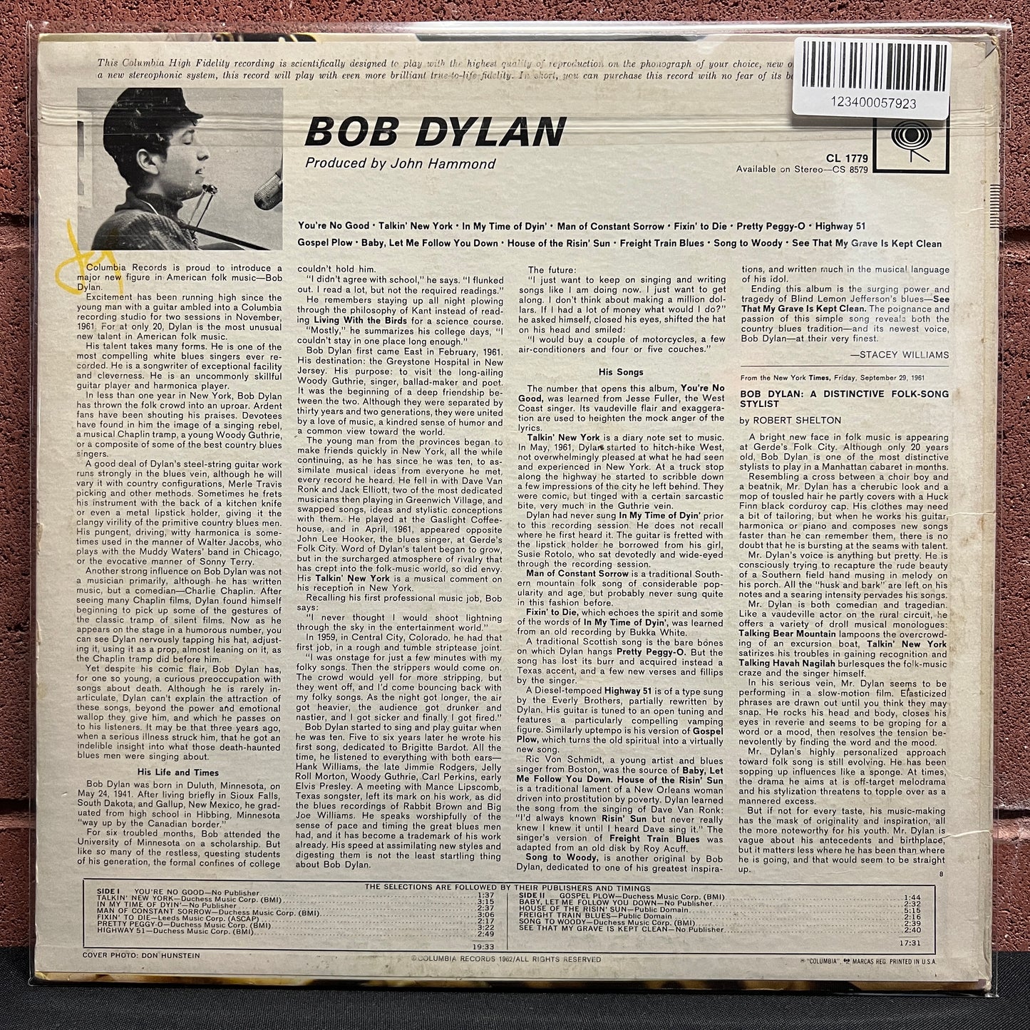 Used Vinyl: Bob Dylan "Bob Dylan" LP (Mid 1960's Mono, 2-Eye labels)