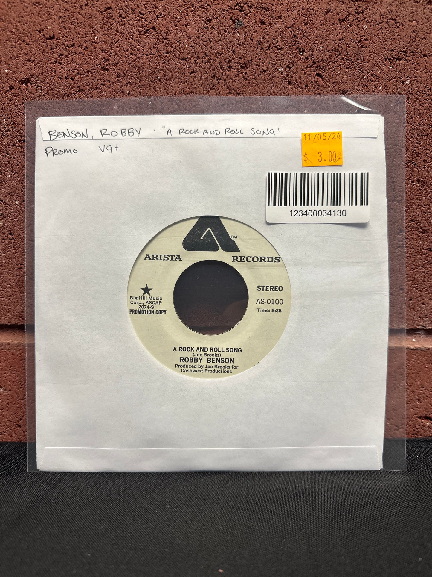 Used Vinyl: Robby Benson "A Rock And Roll Song" 7" (Promo)