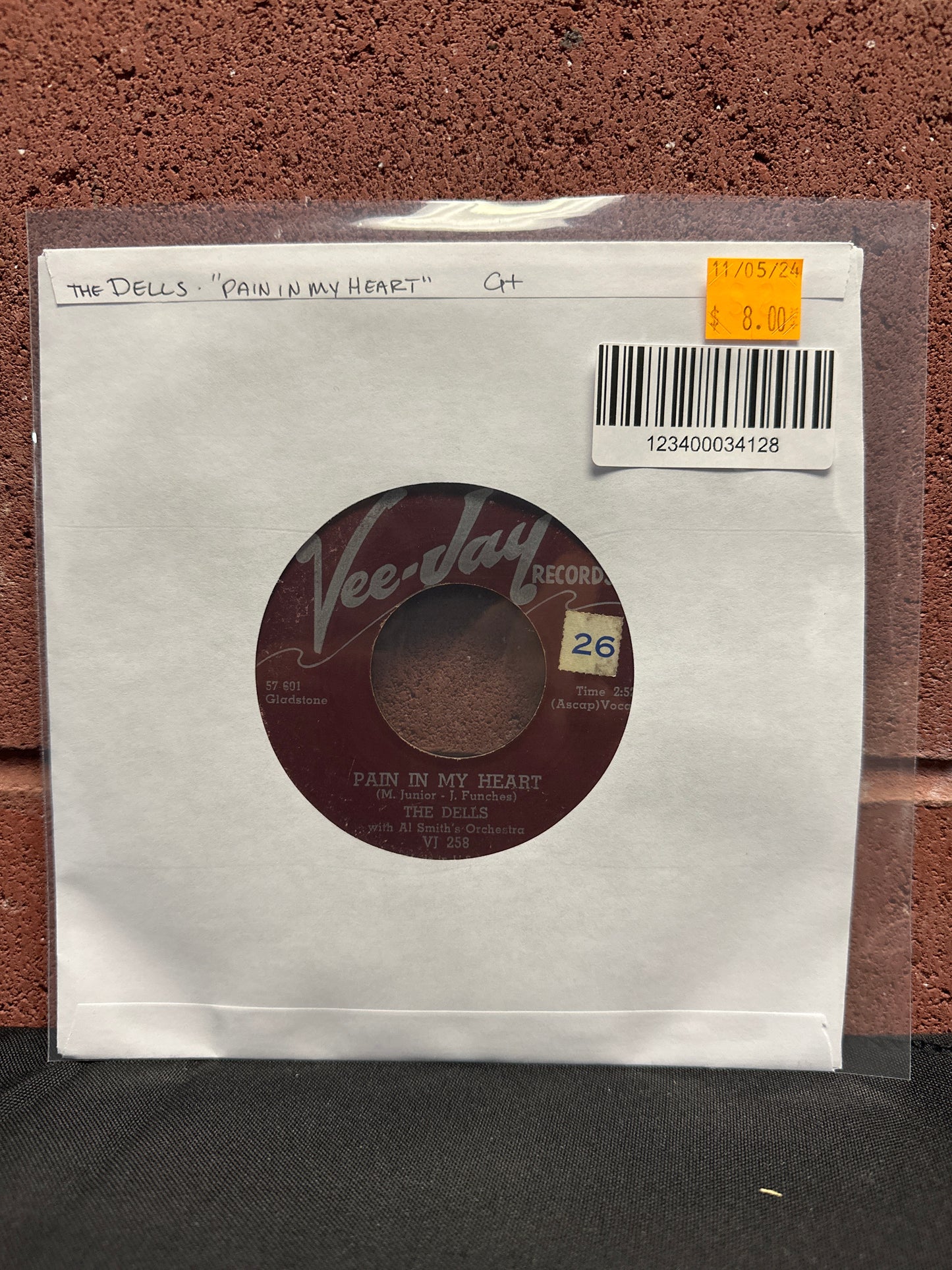 Used Vinyl: The Dells With Al Smith Orchestra "Pain In My Heart / Time Makes You Change" 7" (Mono)