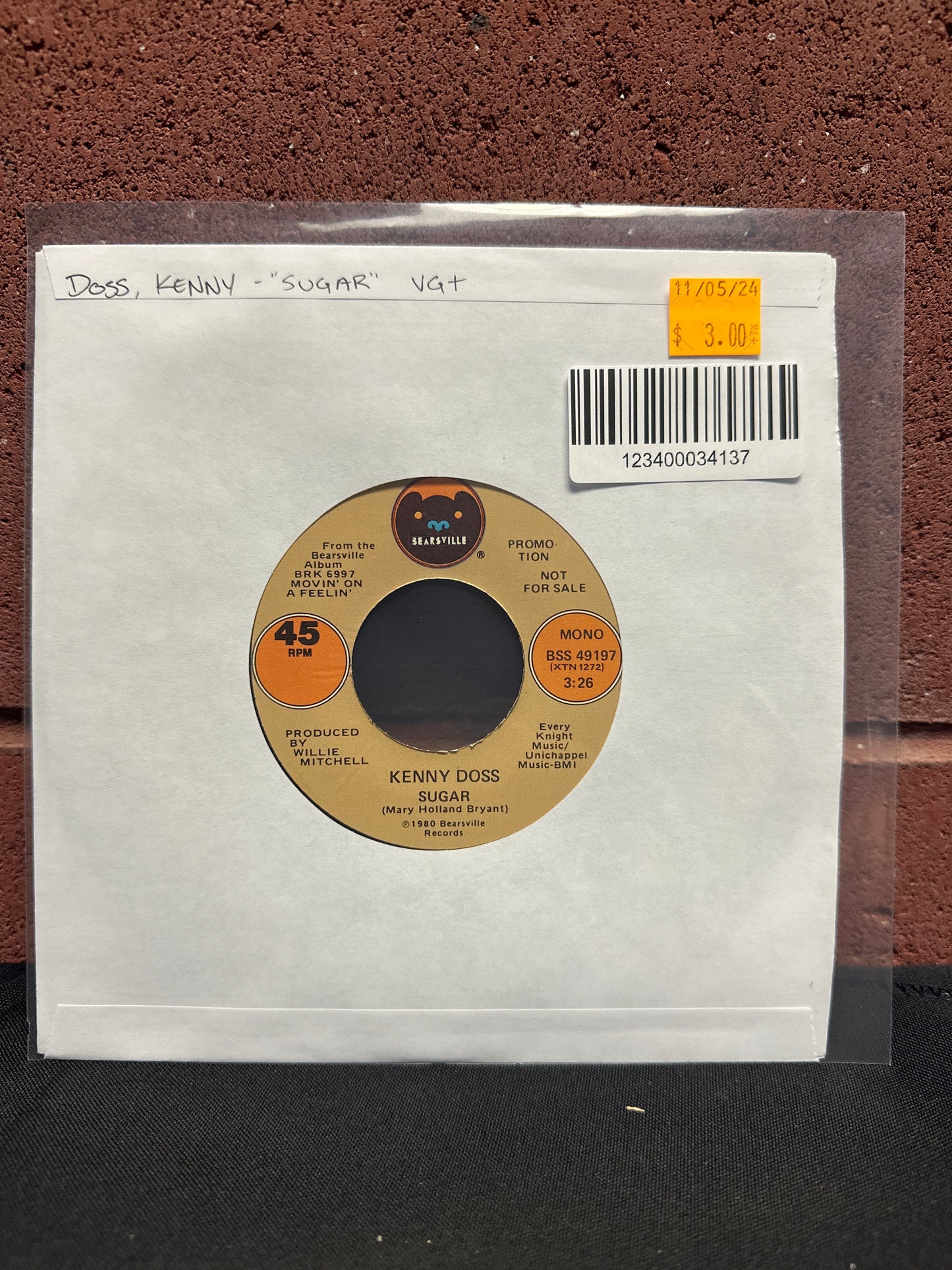 Used Vinyl: Kenny Doss "Sugar" 7" (Promo)