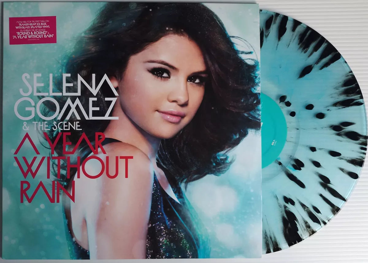 Selena Gomez & The Scene "A Year Without Rain" LP (Transparent Ice Blue/Black Splatter Vinyl)