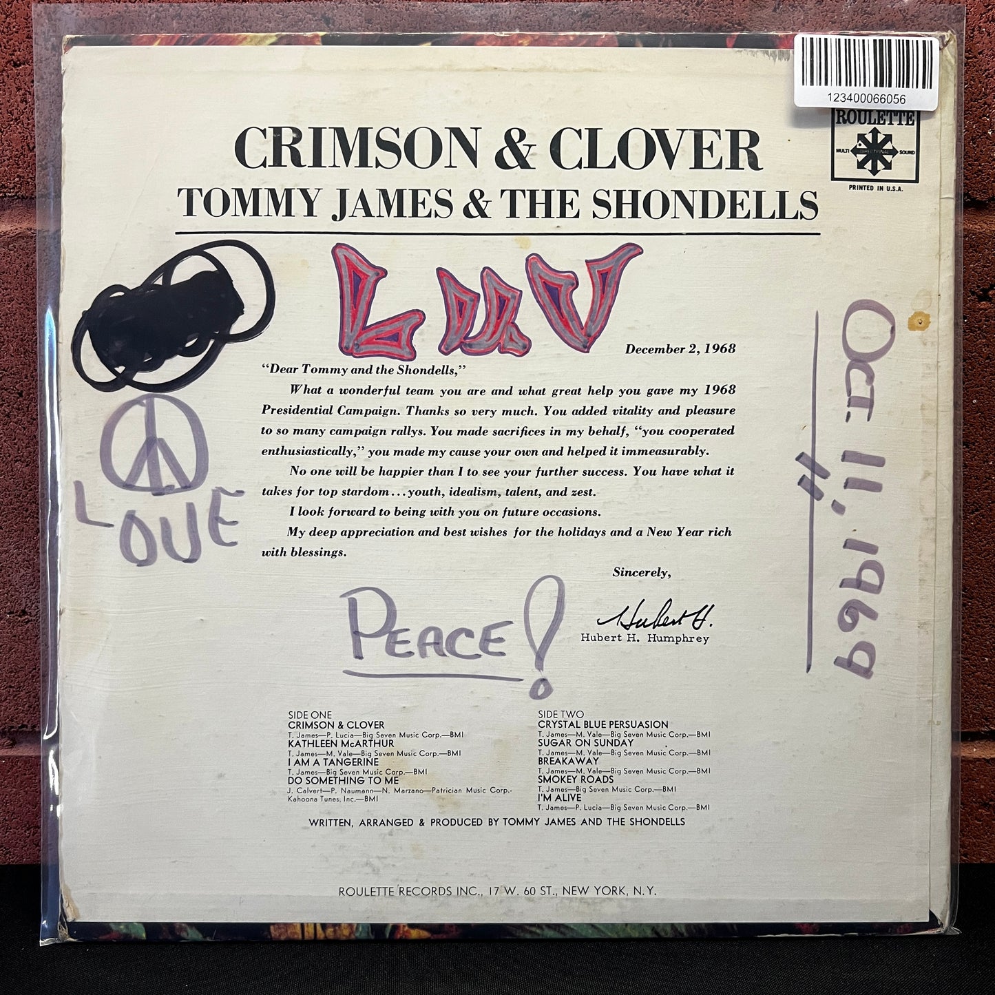 Used Vinyl: Tommy James & The Shondells "Crimson & Clover" LP (1969 Press)