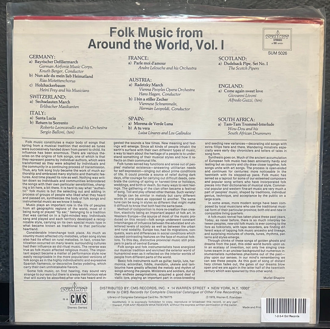 Used Vinyl: Various "Folk Music From Around The World Vol. 1" LP