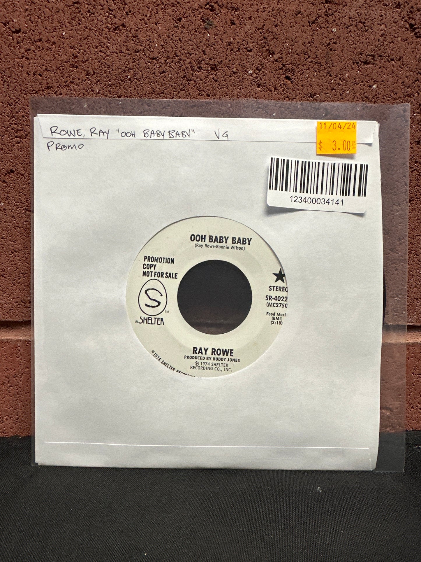 Used Vinyl: Ray Rowe "Ooh Baby Baby" 7" (Promo)