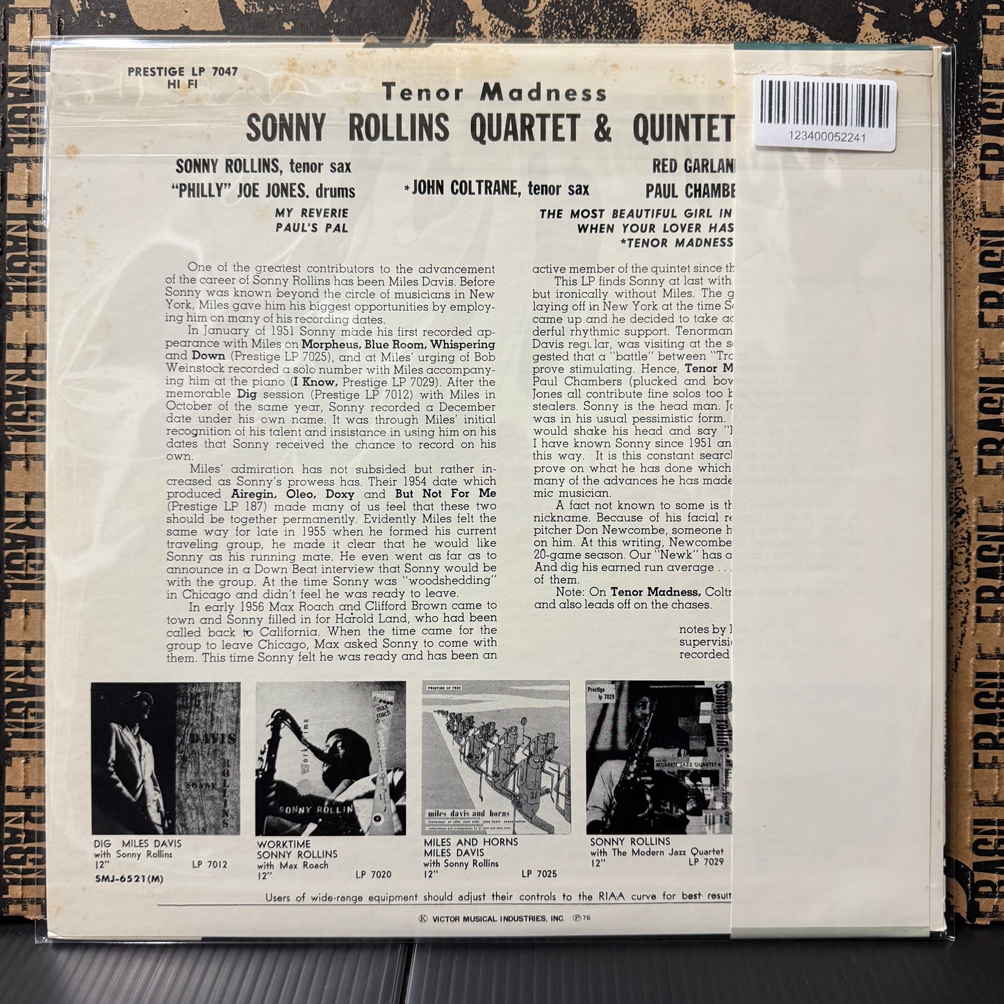 Used Vinyl: Sonny Rollins Quartet "Tenor Madness" LP (1976 Japanese Press)
