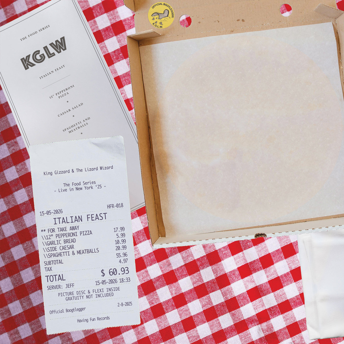 PRE-ORDER: King Gizzard and The Lizard Wizard "Italian Feast" LP + Flexi (Italian Feast Pizza & Spaghetti + Meatballs Picture Disc LP, Caesar Salad flexi 7" + napkin)