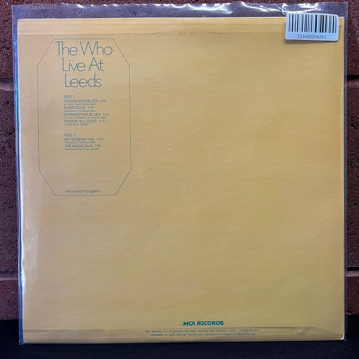 Used Vinyl: The Who "Live At Leeds" LP (80's Press)