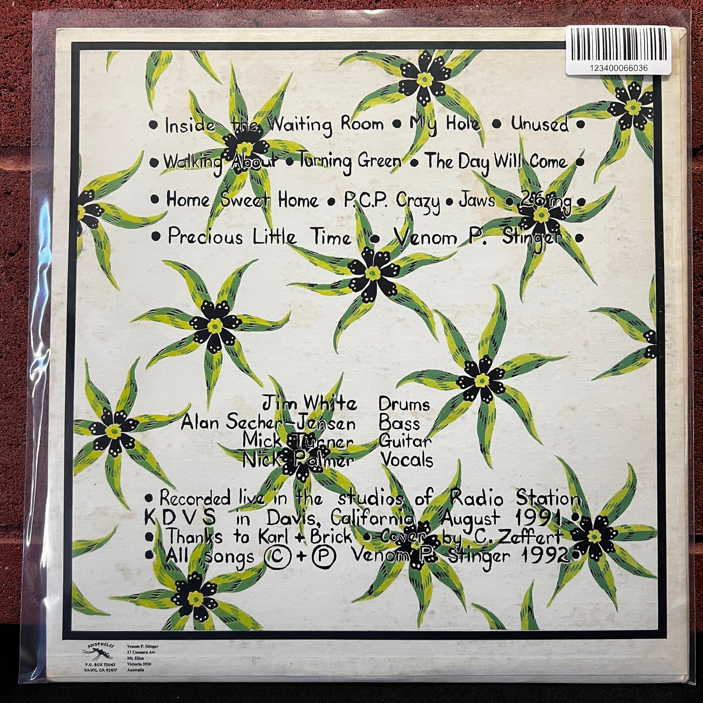 Used Vinyl: Venom P. Stinger "Live" LP (1992 Press - Clear Vinyl)