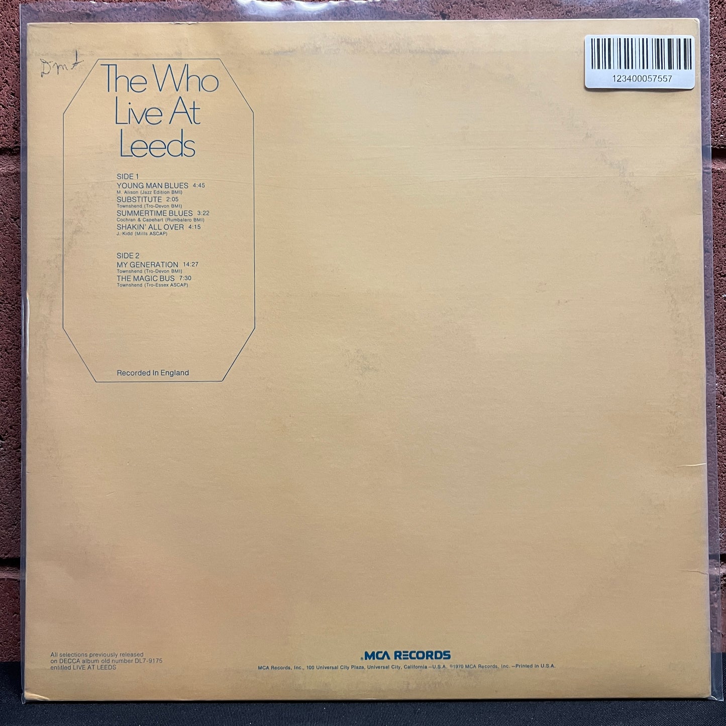 Used Vinyl: The Who "Live At Leeds" LP