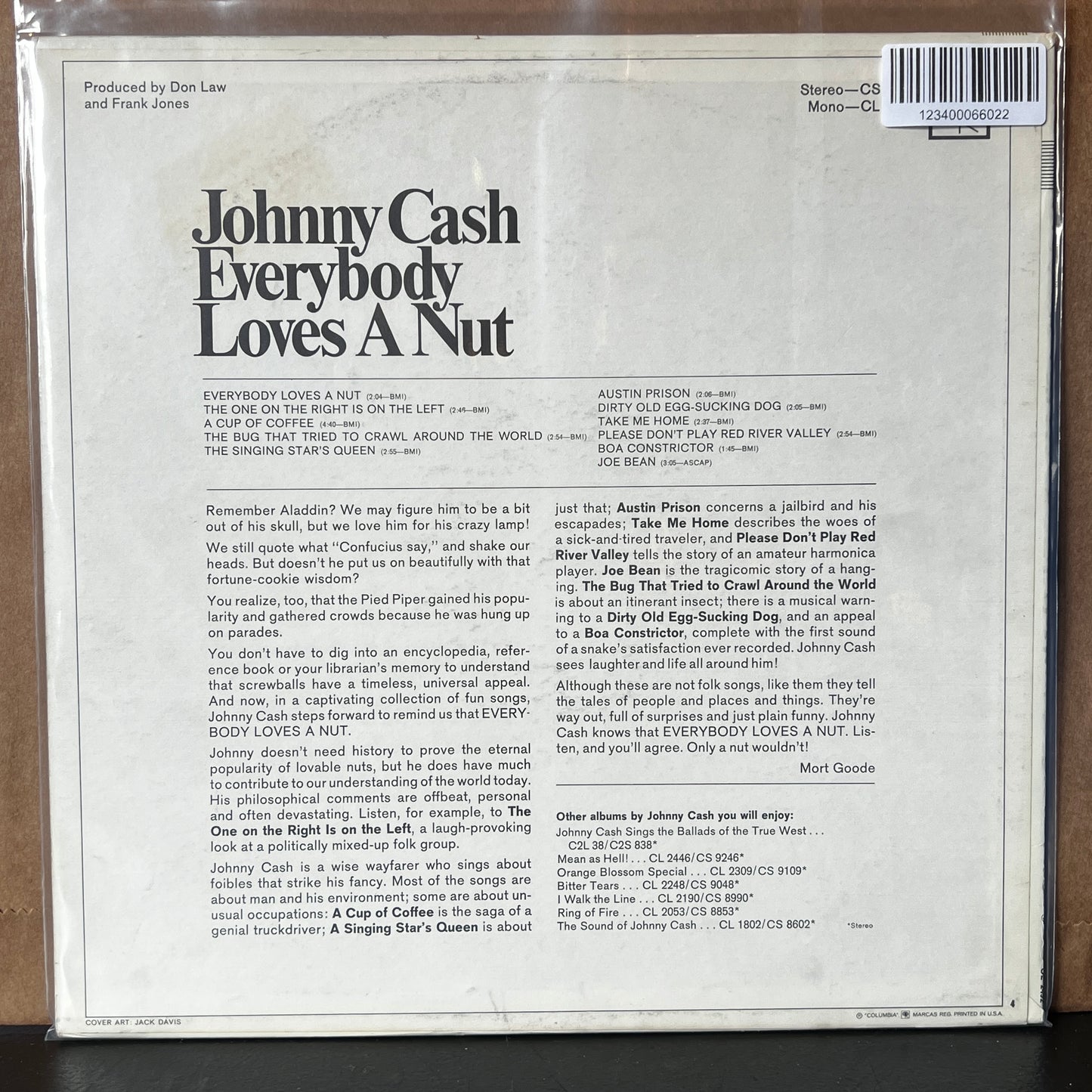 Used Vinyl: Johnny Cash "Everybody Loves A Nut" LP (1966 Mono Press - Promo)