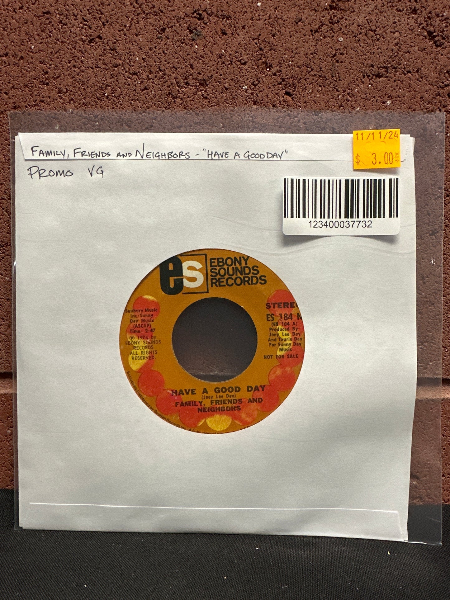 Used Vinyl: Family, Friends & Neighbors "Have A Good Day" 7" (Promo)