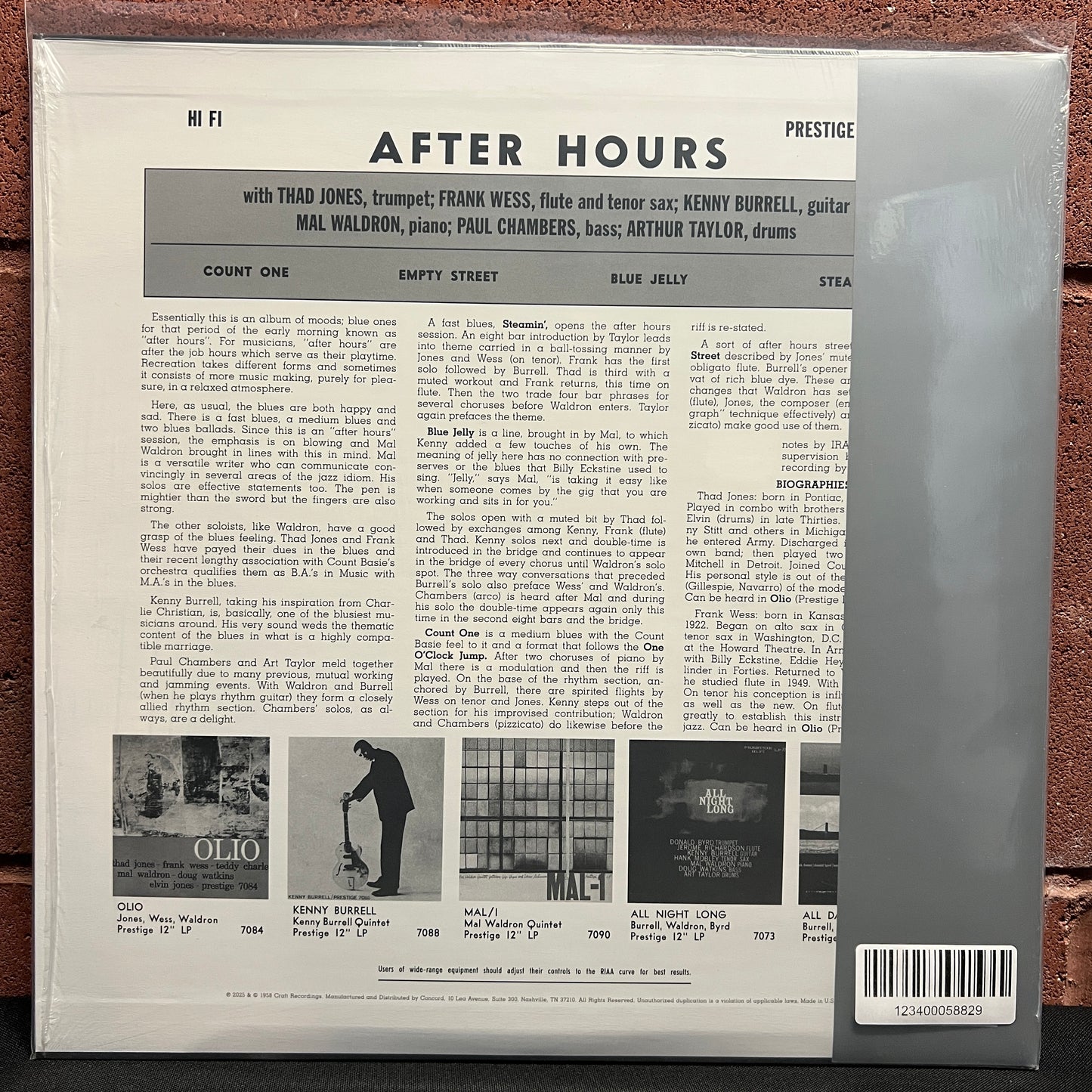 Used Vinyl: Thad Jones / Kenny Burrell / Frank Wess / Mal Waldron / Paul Chambers / Arthur Taylor "After Hours" LP