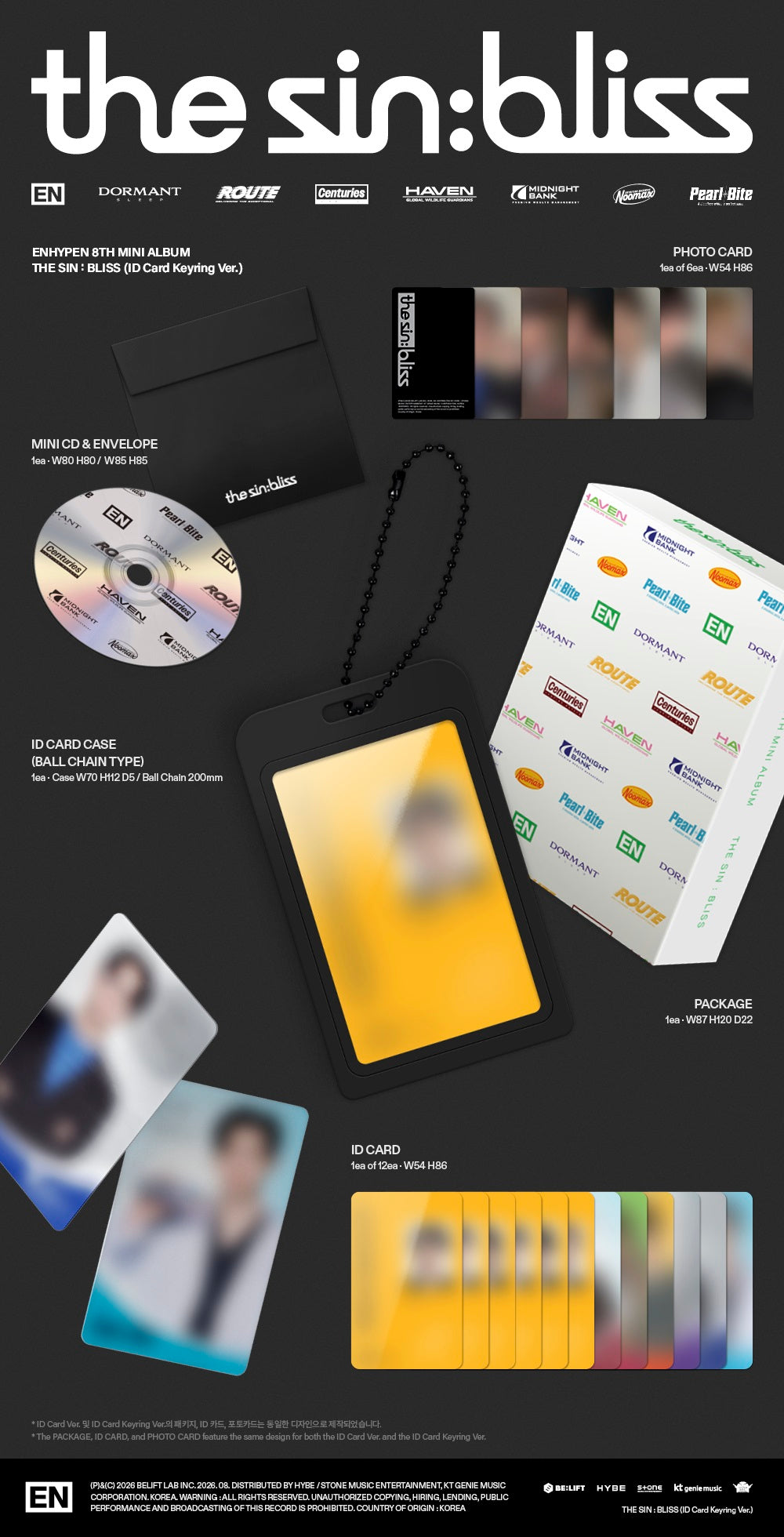 PRE-ORDER: ENHYPEN "THE SIN : BLISS" CD (ID Card Keyring Ver.)