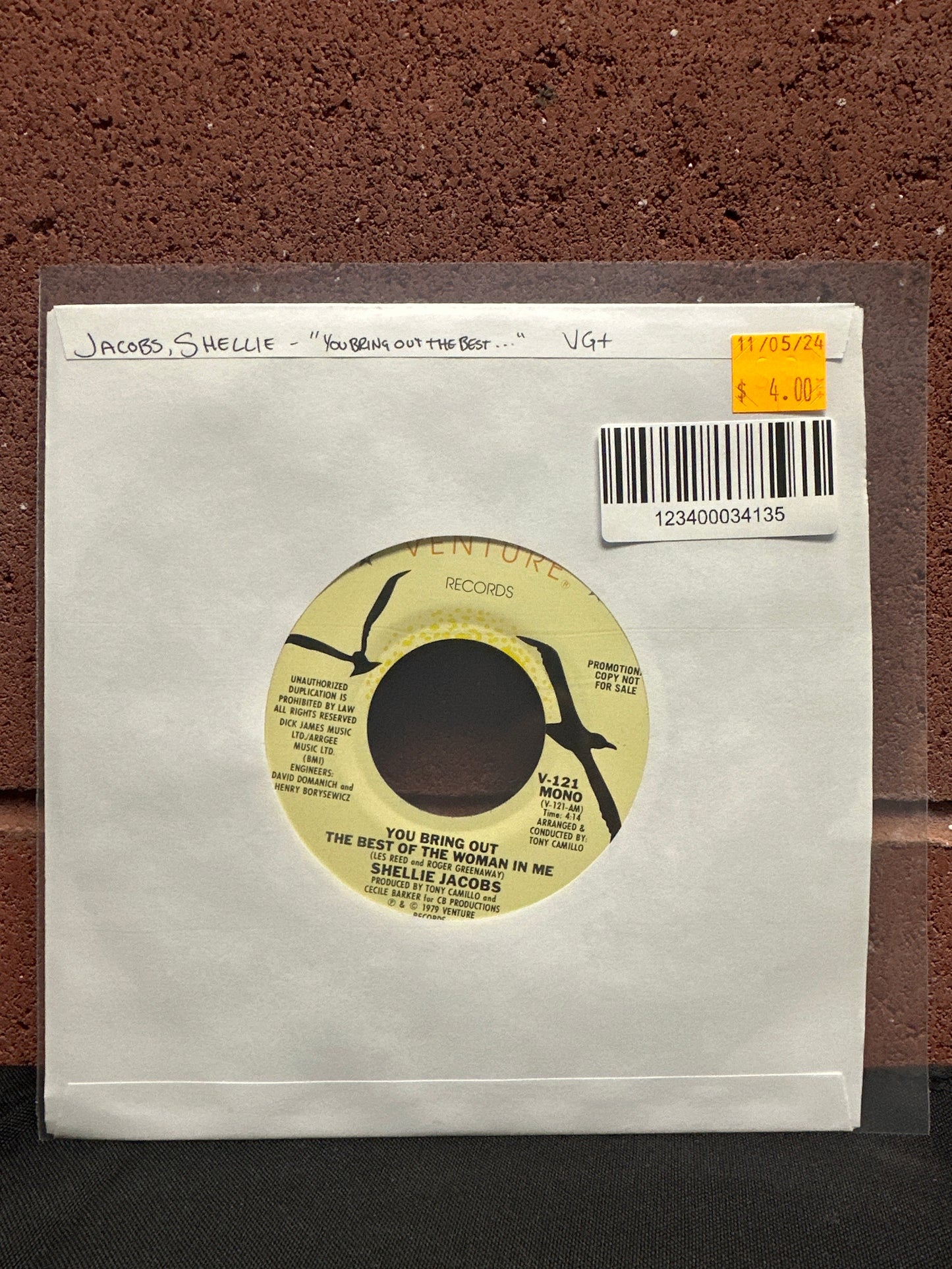 Used Vinyl: Shellie Jacobs "You Bring Out The Best Of The Woman In Me" 7"