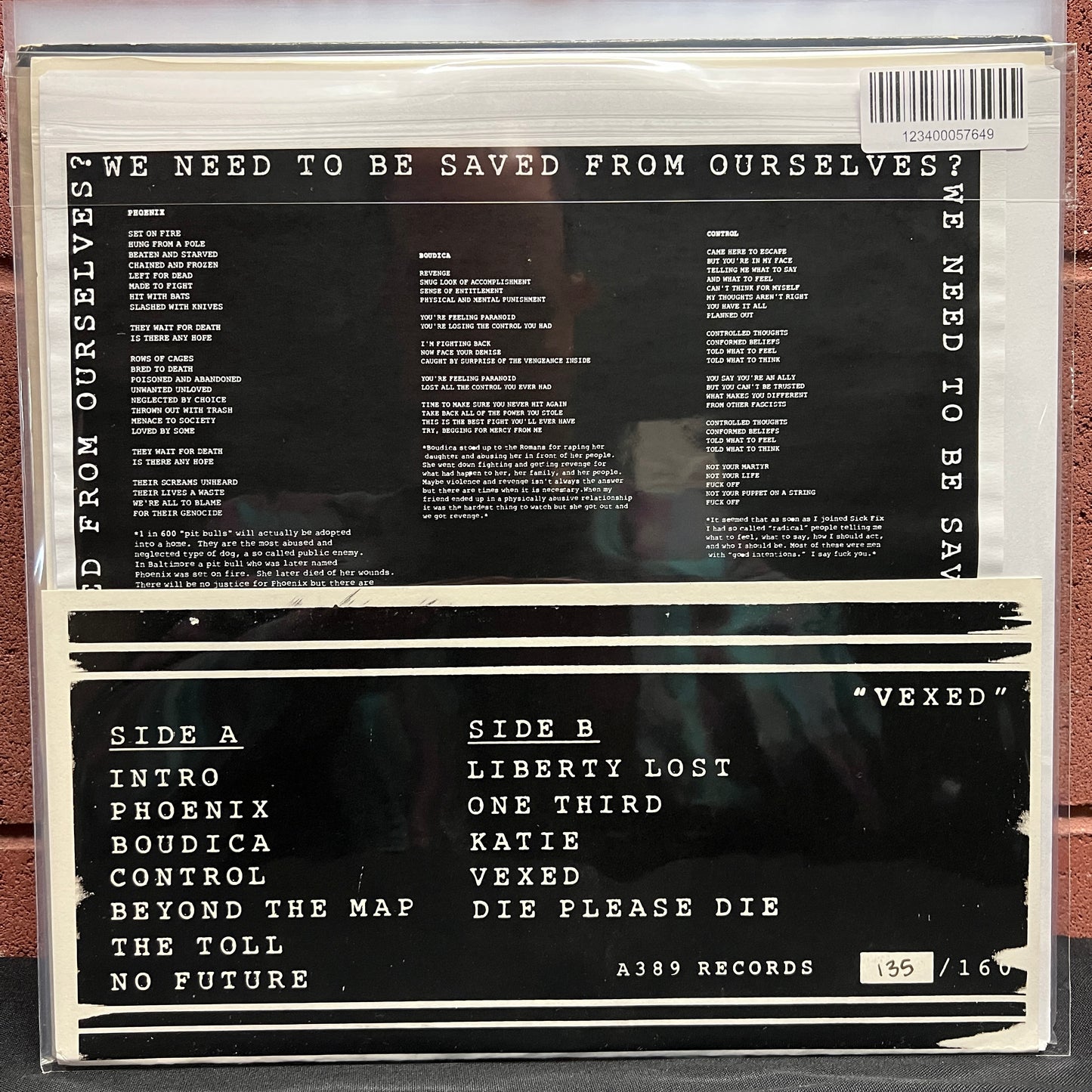 Used Vinyl: Sick Fix "Vexed" LP (Euro Tour Press, screen printed cover, hand numbered)