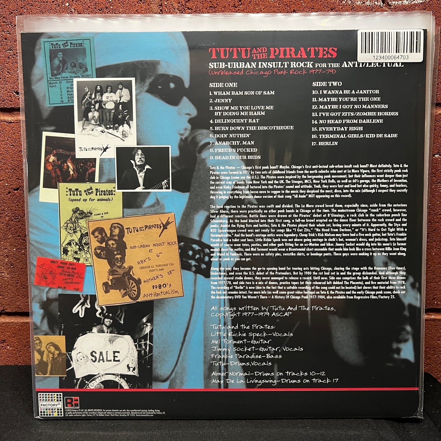 Used Vinyl: Tutu And The Pirates "Sub-Urban Insult Rock For The Anti/Lectual 1977-1979" LP (2010 Press - White Vinyl)