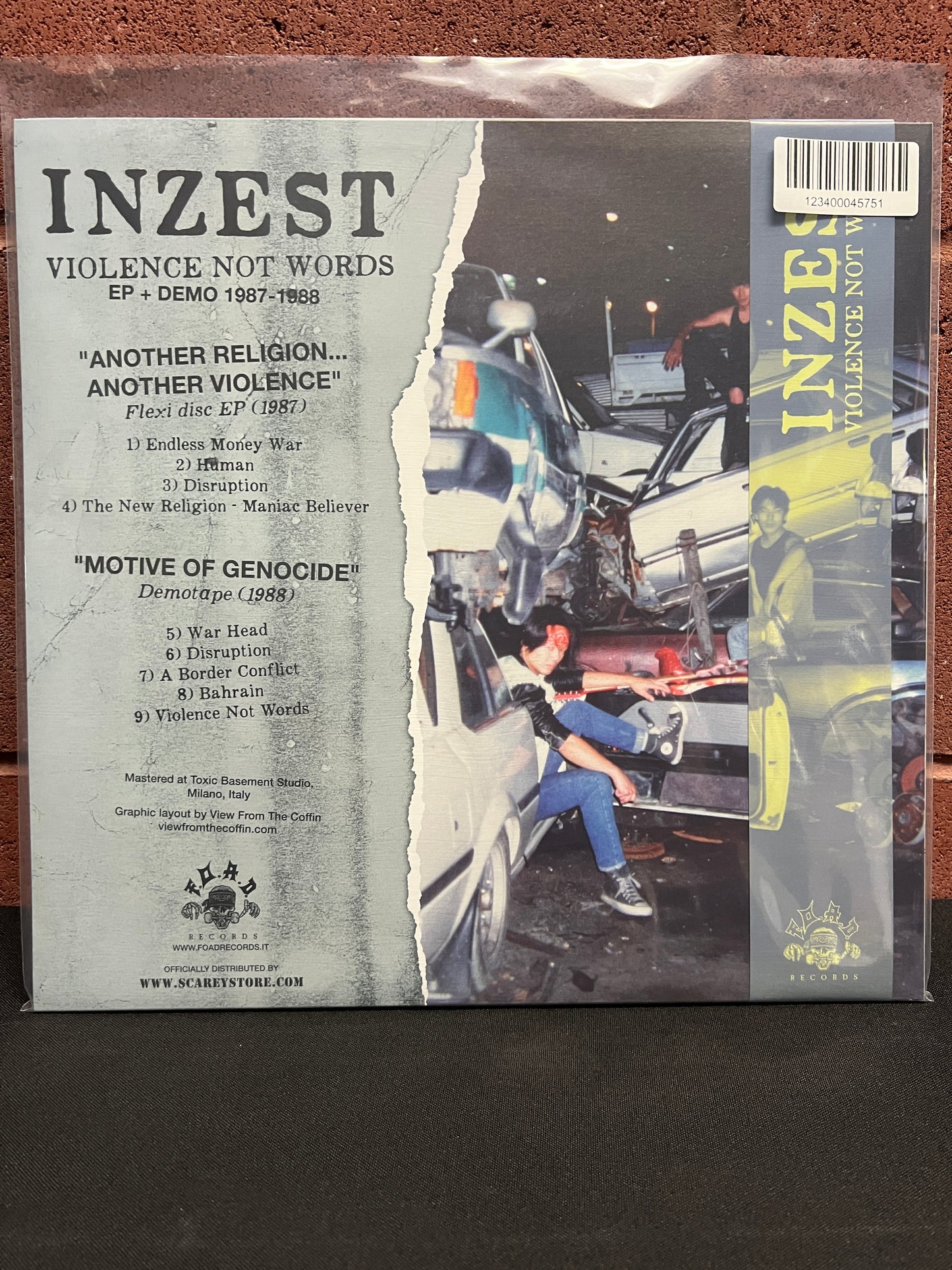 Used Vinyl: Inzest "Violence Not Words: Demo 1987-1988" 12" (Blue Screenprinted Vinyl)