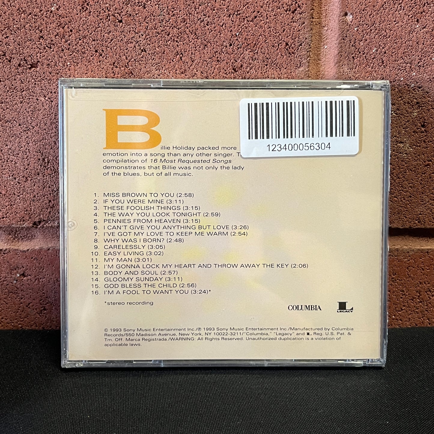 Used CD: Billie Holiday "16 Most Requested Songs" CD