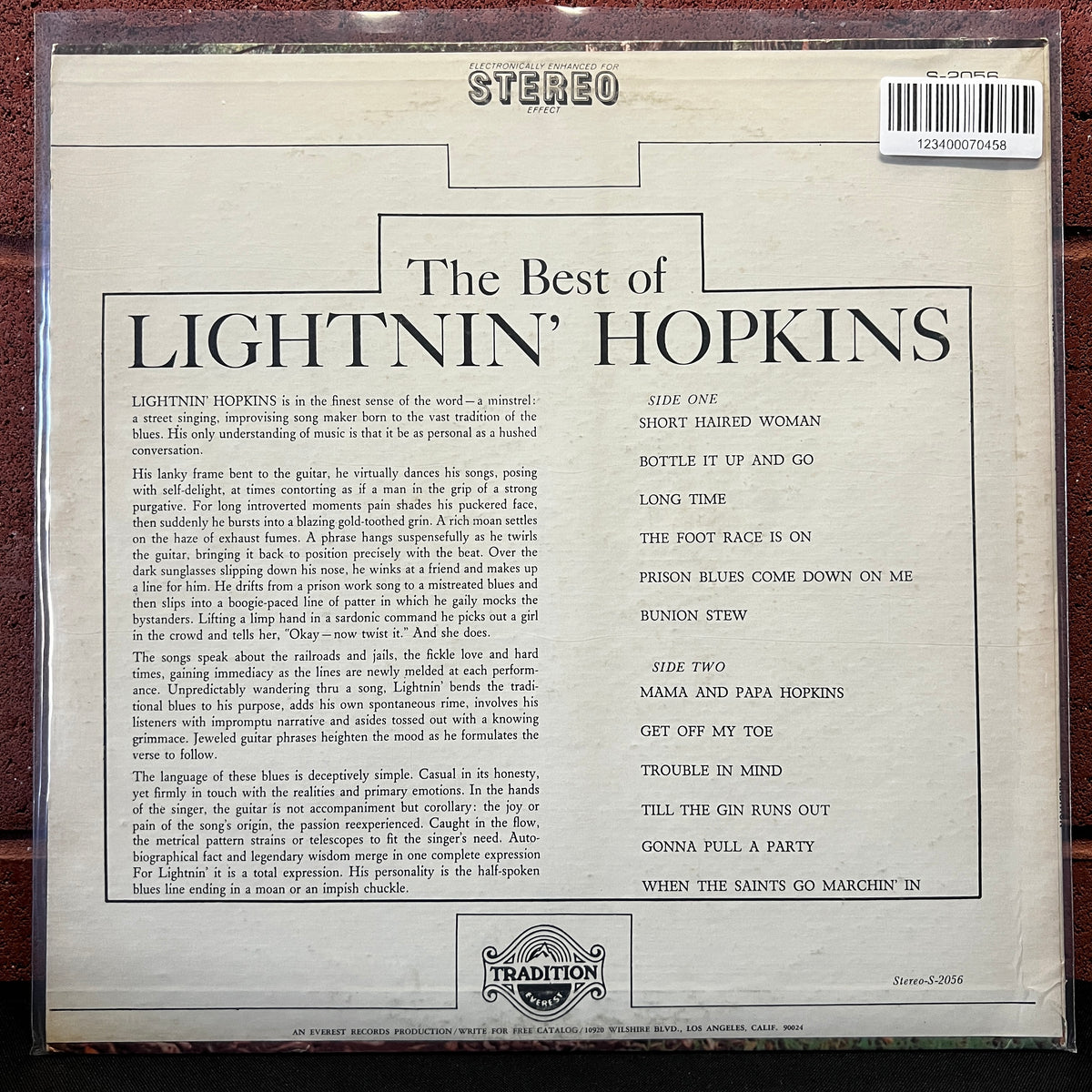 Used Vinyl: Lightnin' Hopkins "The Best Of Lightnin' Hopkins" LP (1974 Press)