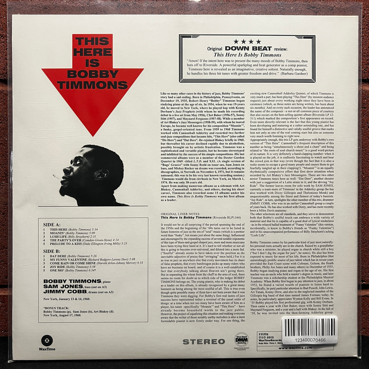 Used Vinyl: Bobby Timmons "This Here Is Bobby Timmons" LP (2012 Spanish Press)