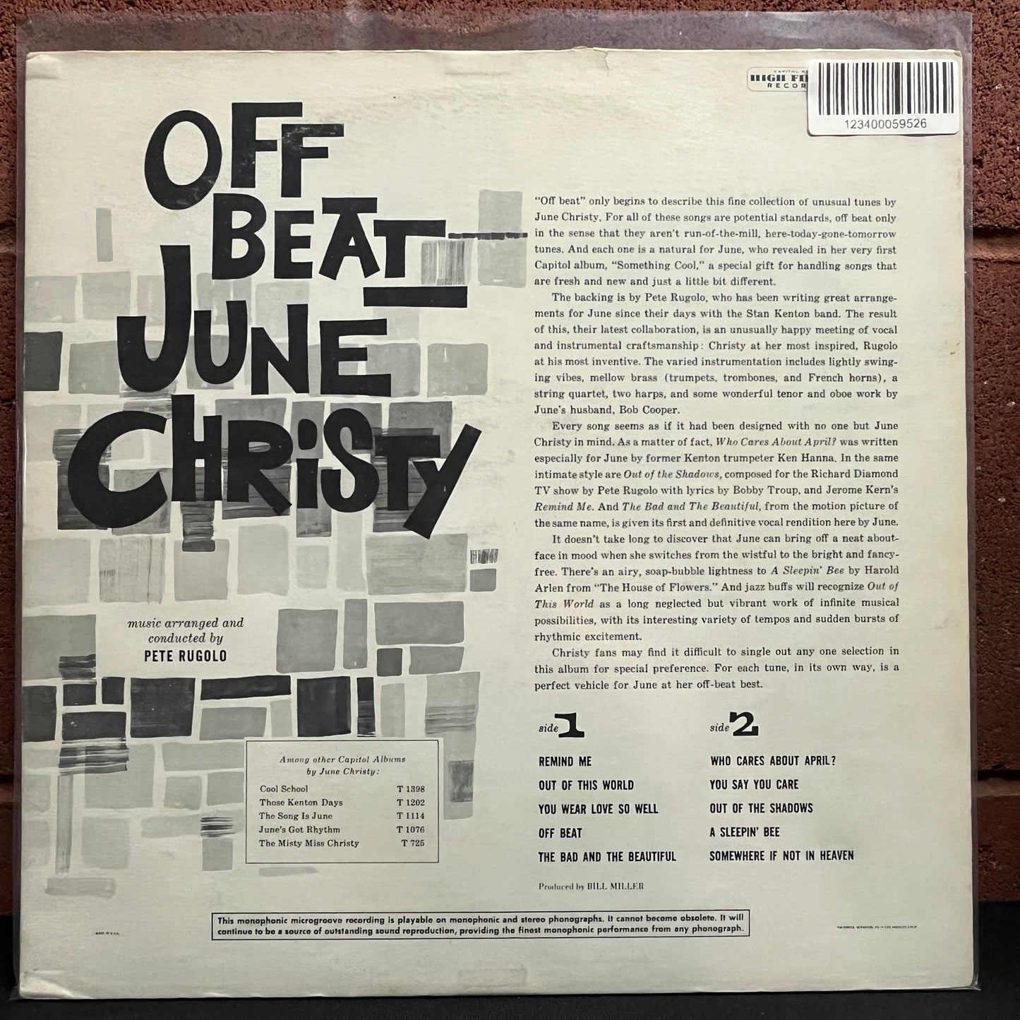 Used Vinyl: June Christy "Off Beat" LP (1961 Mono Press)