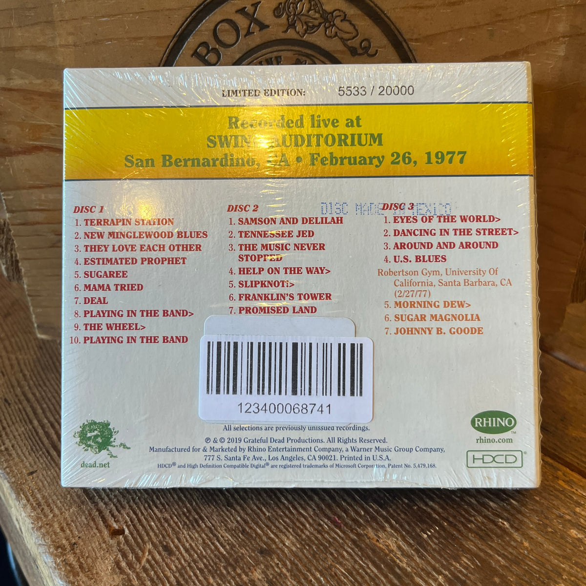 Used CD: Grateful Dead "Dave's Picks, Volume 29 (Swing Auditorium, San Bernardino, CA 2/26/77)" 3xCD Set (2018 Press - Sealed)