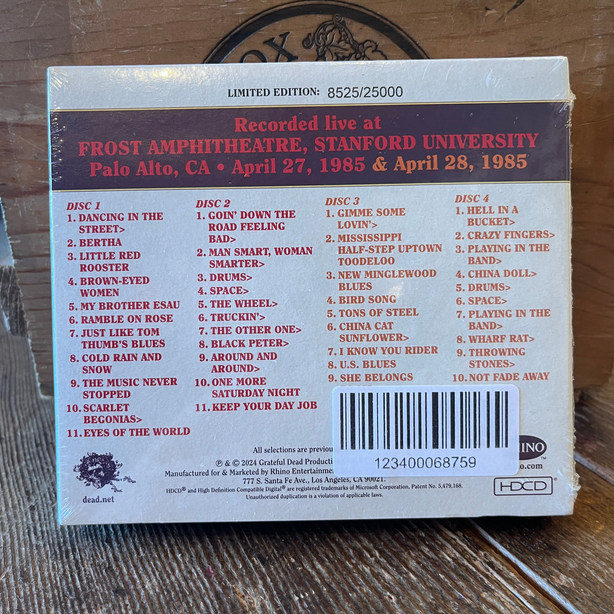Used CD: Grateful Dead "Dave's Picks, Volume 49 (Frost Amphitheatre, Stanford U., Palo Alto, CA 4/27/85 & 4/28/85)" 4xCD Set (2024 Press - Sealed)