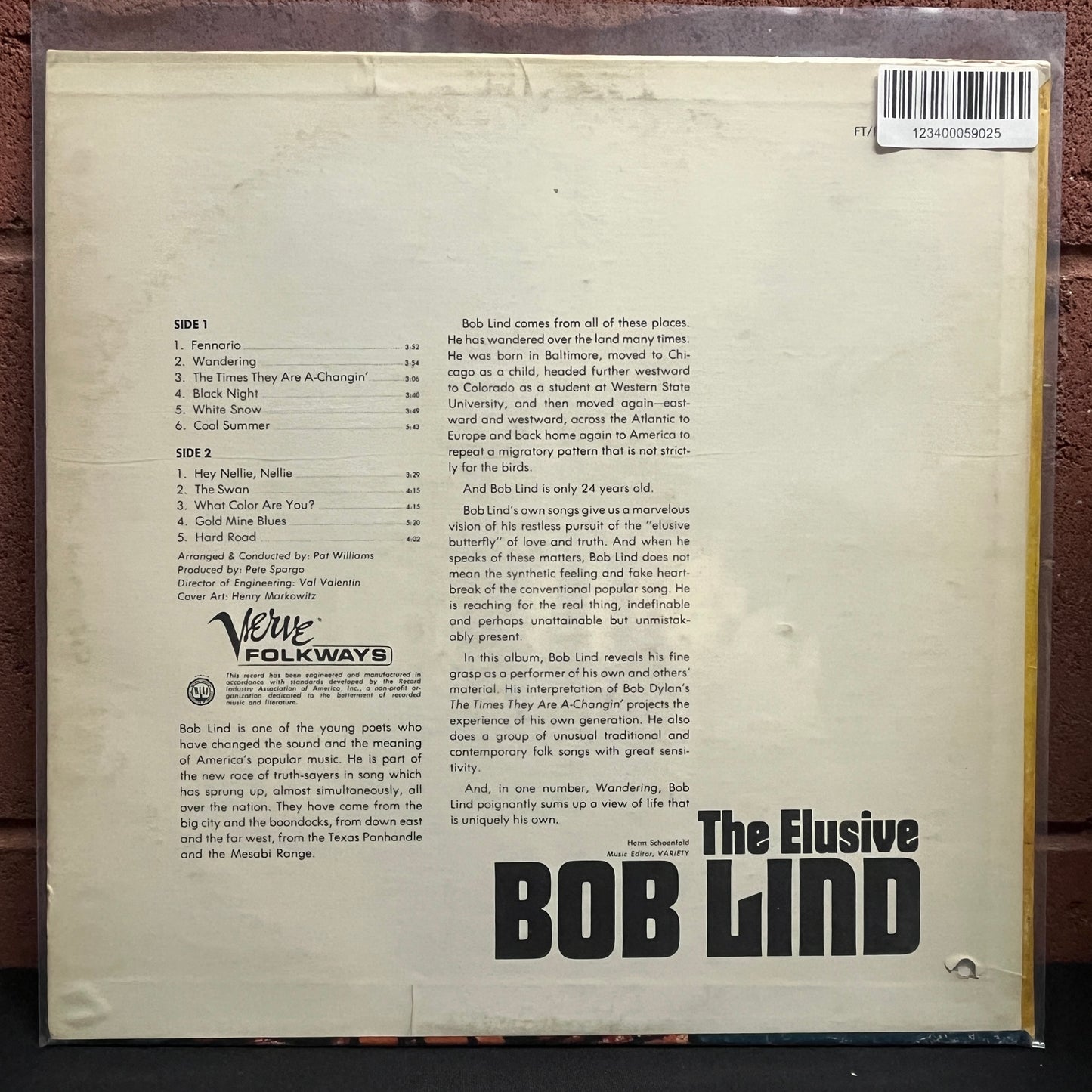 Used Vinyl: Bob Lind "The Elusive..." LP (1966 Stereo Press)