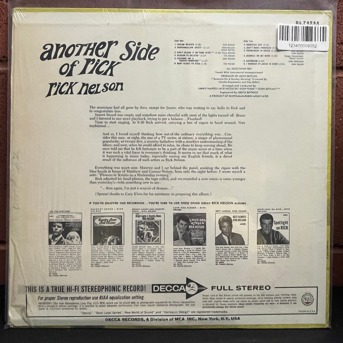 Used Vinyl: Rick Nelson "Another Side Of Rick" LP (1967 Press)