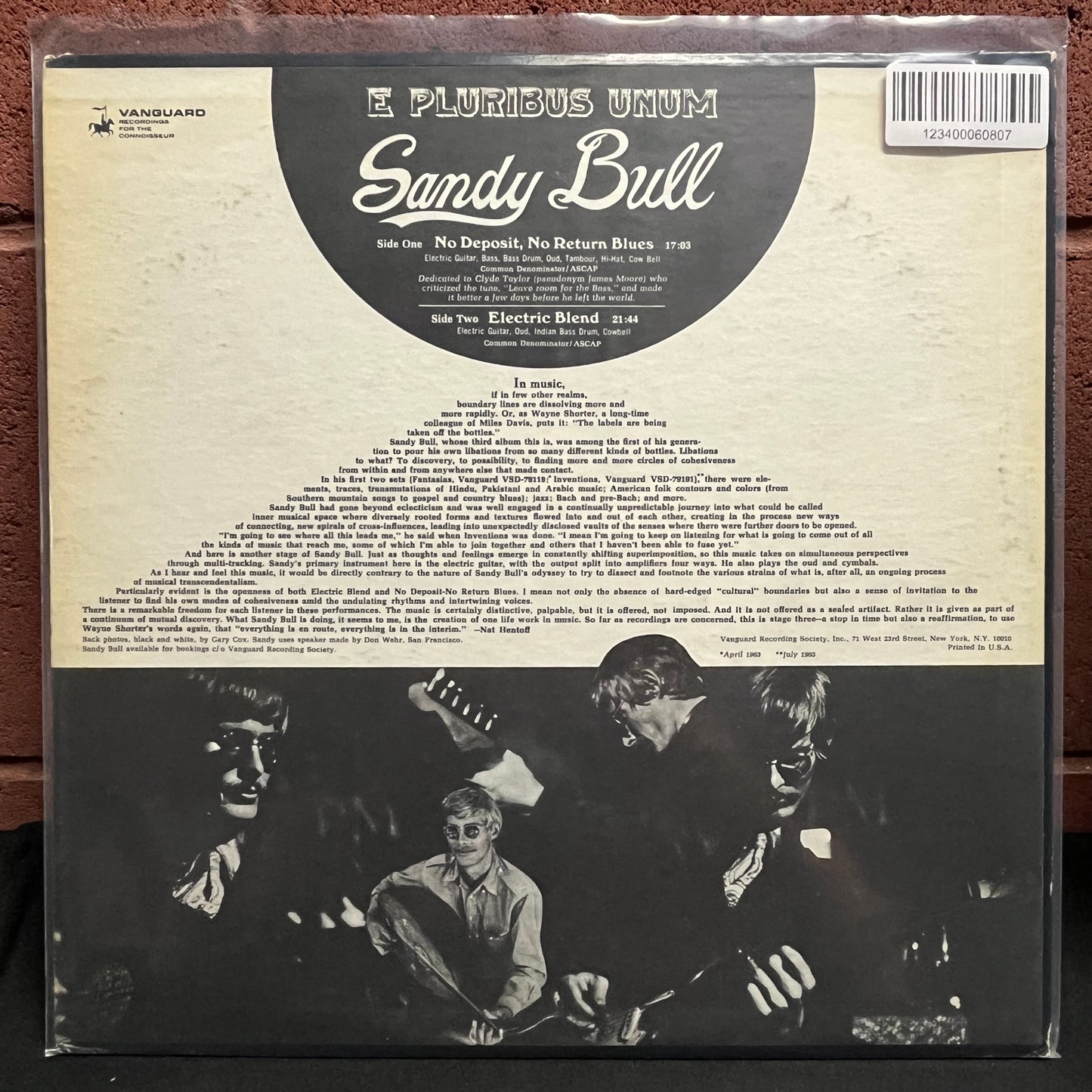 Used Vinyl: Sandy Bull "E Pluribus Unum" LP (1969 Press)