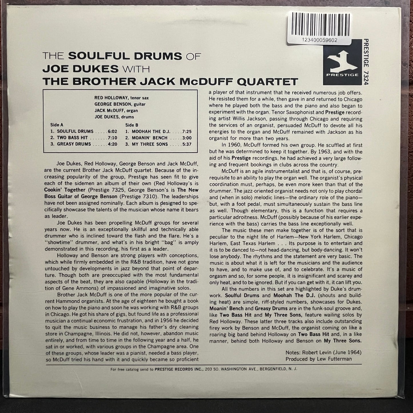 Used Vinyl: Joe Dukes with the Brother Jack McDuff Quartet "The Soulful Drums Of Joe Dukes With The Brother Jack McDuff Quartet" LP (2000's reissue)
