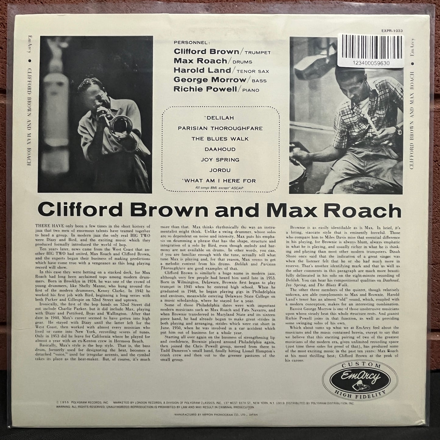 Used Vinyl: Clifford Brown and Max Roach "Clifford Brown and Max Roach" LP (1982 Japanese reissue)
