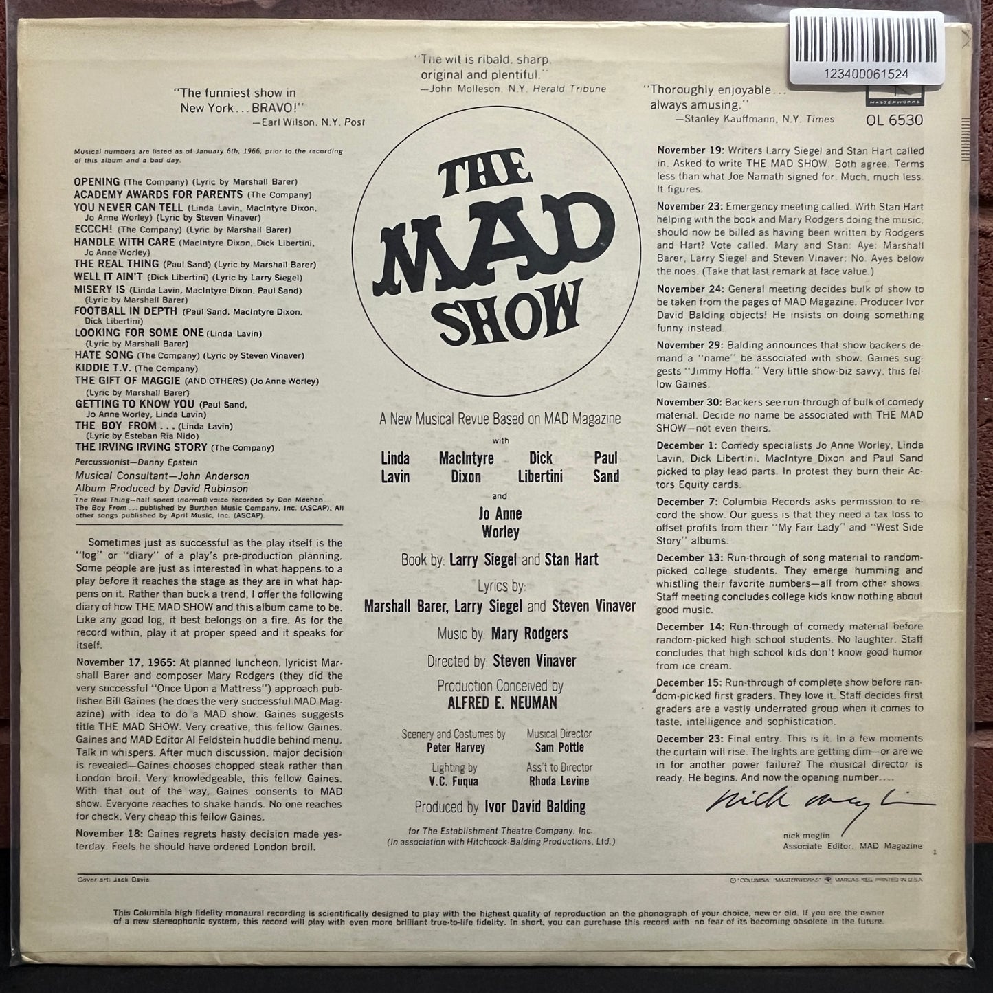 Used Vinyl: The Mad Show Company "The Mad Show - A New Musical Revue" LP (1966 Promo Press)