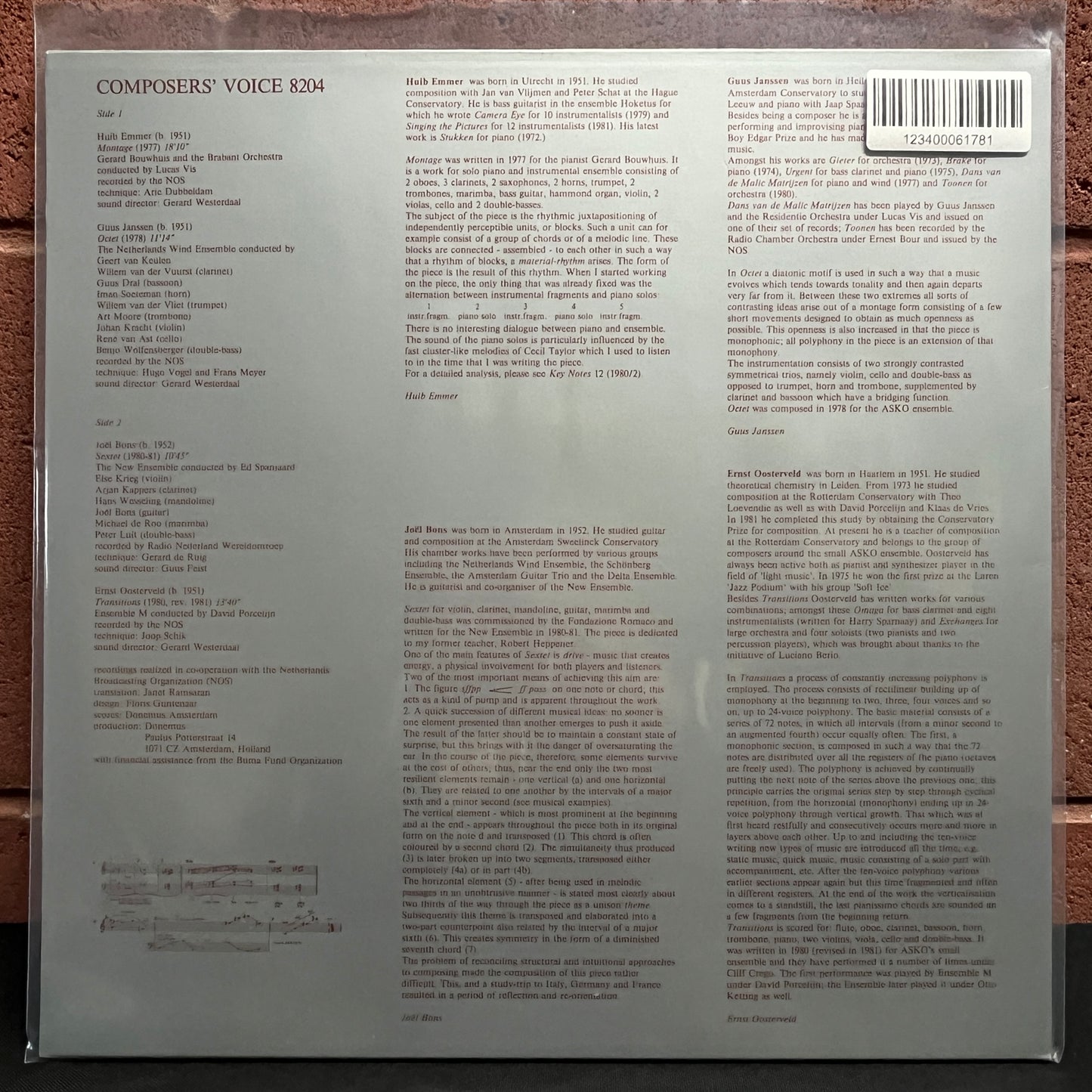 Used Vinyl: V/A "Composers' Voice" LP (1982 Netherlands Press)