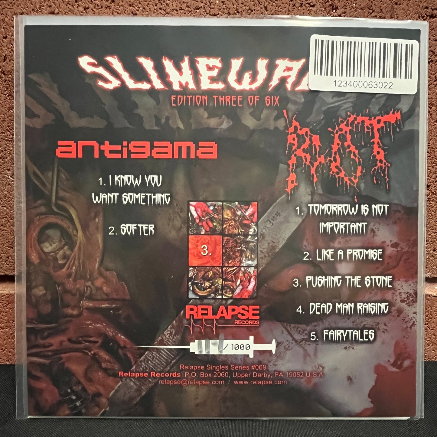 Used Vinyl: Antigama / Rot "Slimewave Edition 3 Of 6" 7" (2007 Press - Green & White Haze Vinyl)