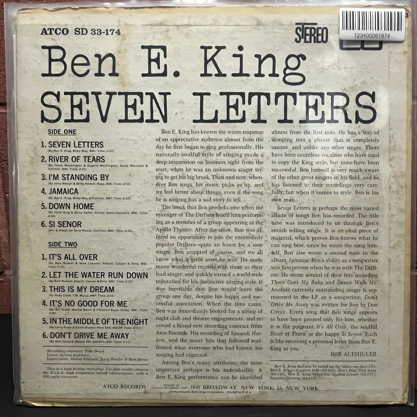 Used Vinyl: Ben E. King "Seven Letters" LP (1964 Press)