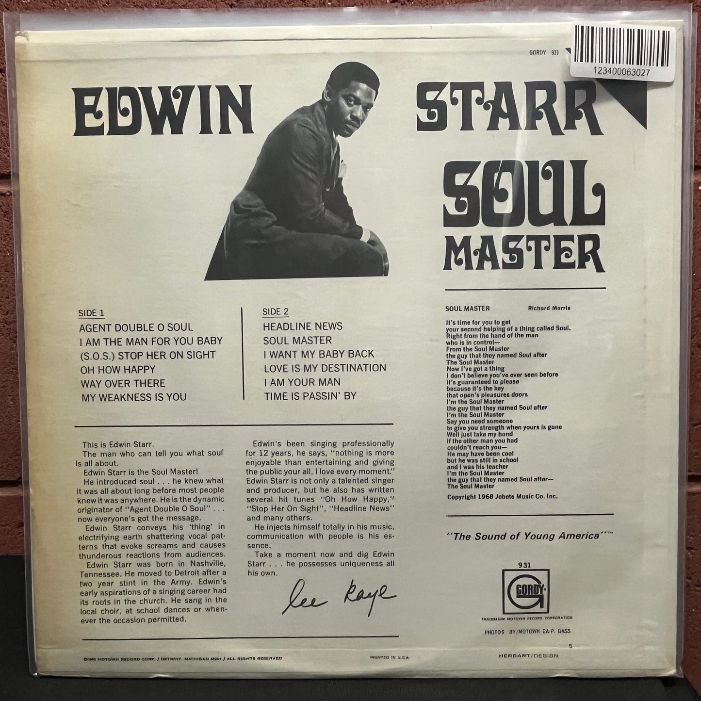 Used Vinyl: Edwin Starr "Soul Master" LP (1968 Press)