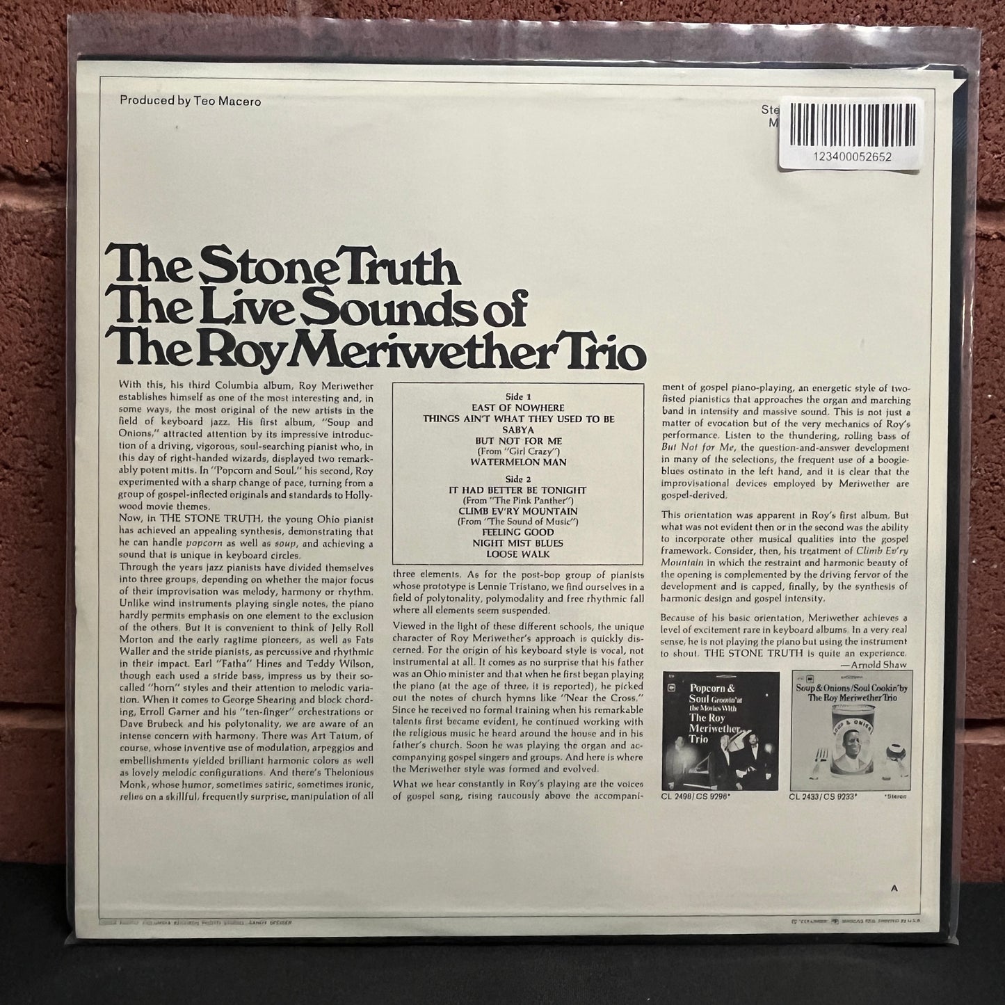 Used Vinyl: The Roy Meriwether Trio "The Stone Truth" LP