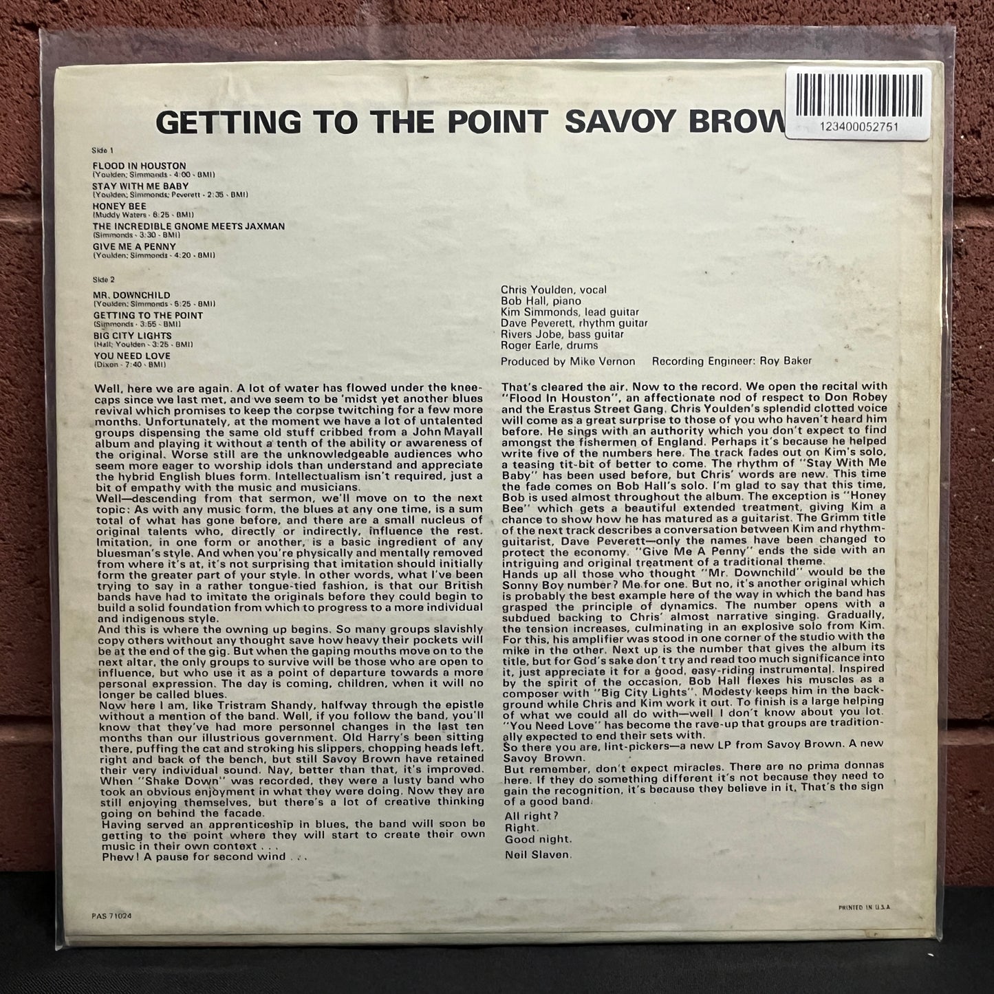 Used Vinyl: Savoy Brown "Getting To The Point" LP