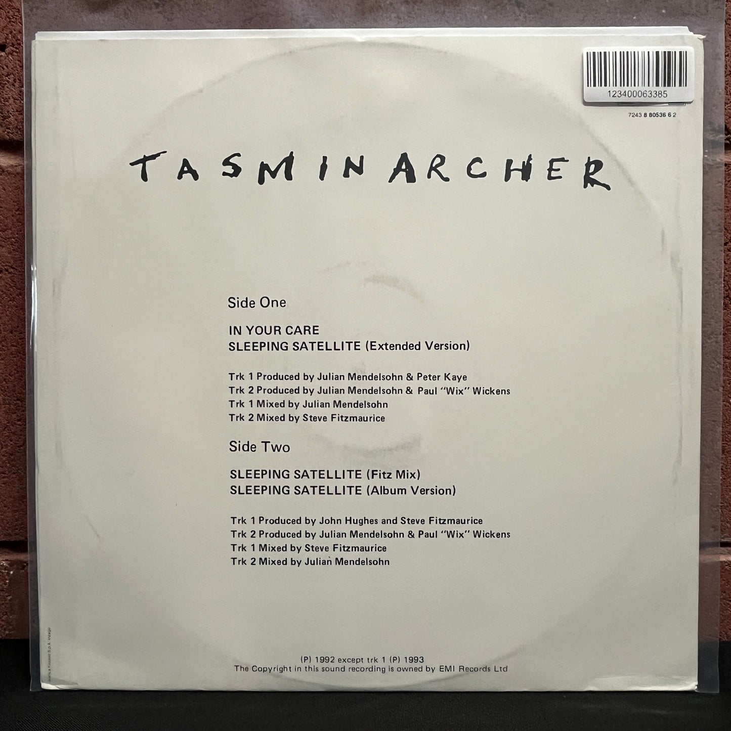 Used Vinyl: Tasmin Archer "In Your Care" 12" (1993 Italian Press)