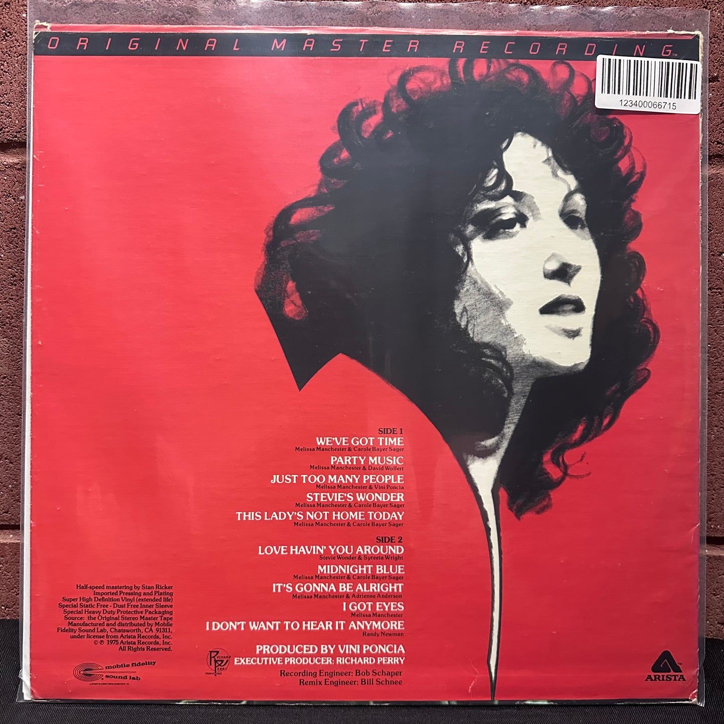 Used Vinyl: Melissa Manchester "Melissa" LP (1980 MoFi Pressing)