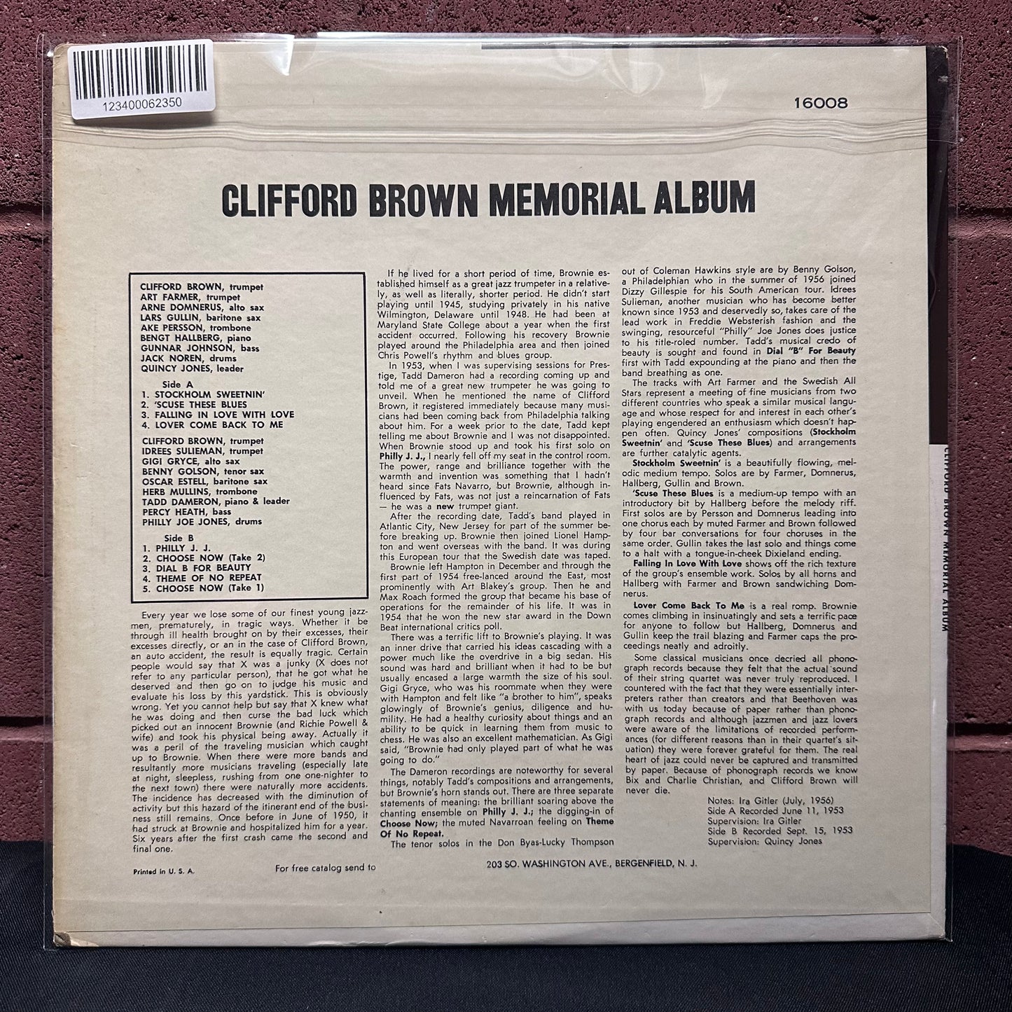 Used Vinyl: Clifford Brown "Clifford Brown Memorial Album" LP (Mid 60's US pressing)