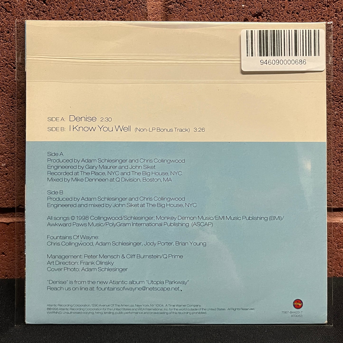 Used Vinyl: Fountains Of Wayne "Denise / I Know You Well" 7" (UK Press)