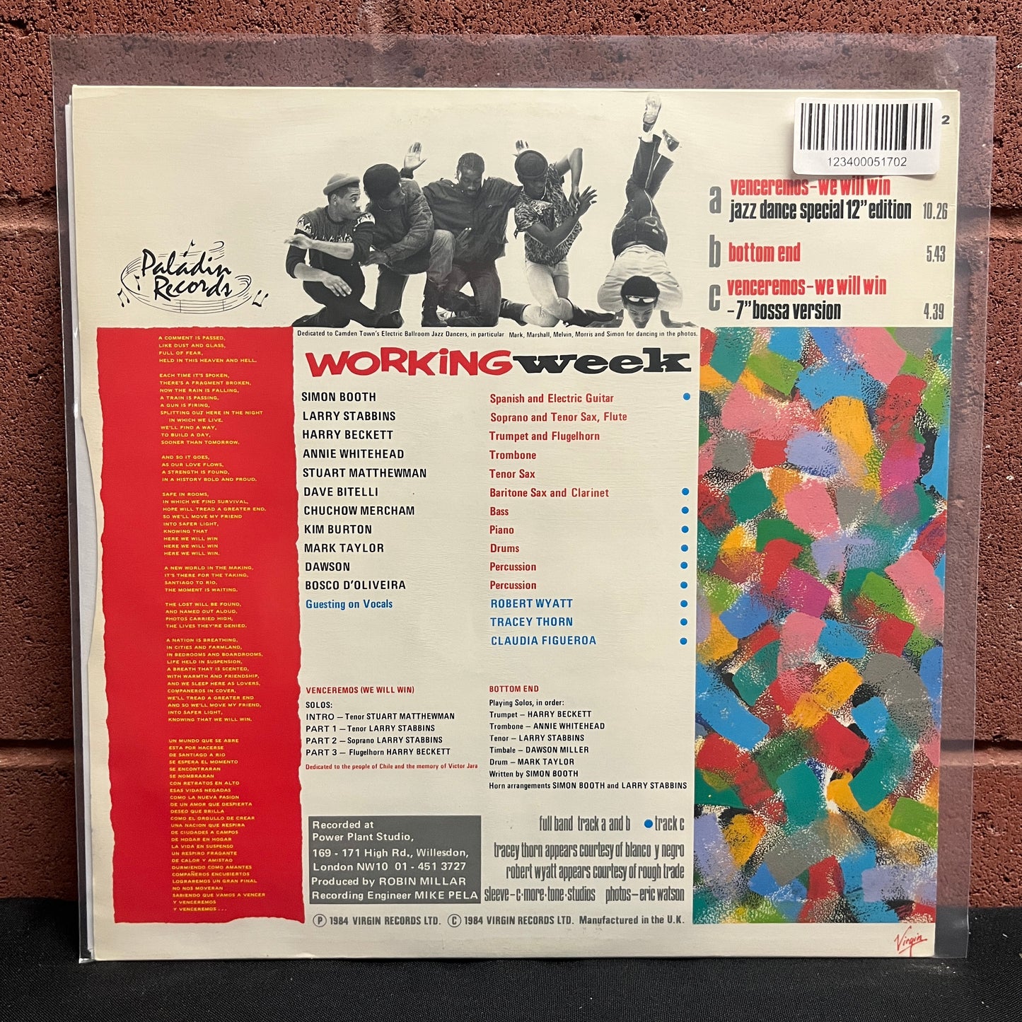 Used Vinyl: Working Week "Venceremos (We Will Win)" 12" (1984 UK Press)
