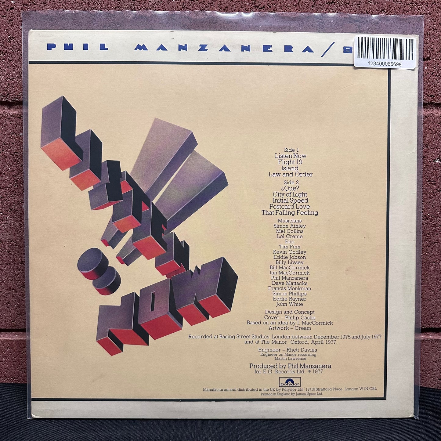 Used Vinyl: Phil Manzanera / 801 "Listen Now" LP (1977 UK Press)